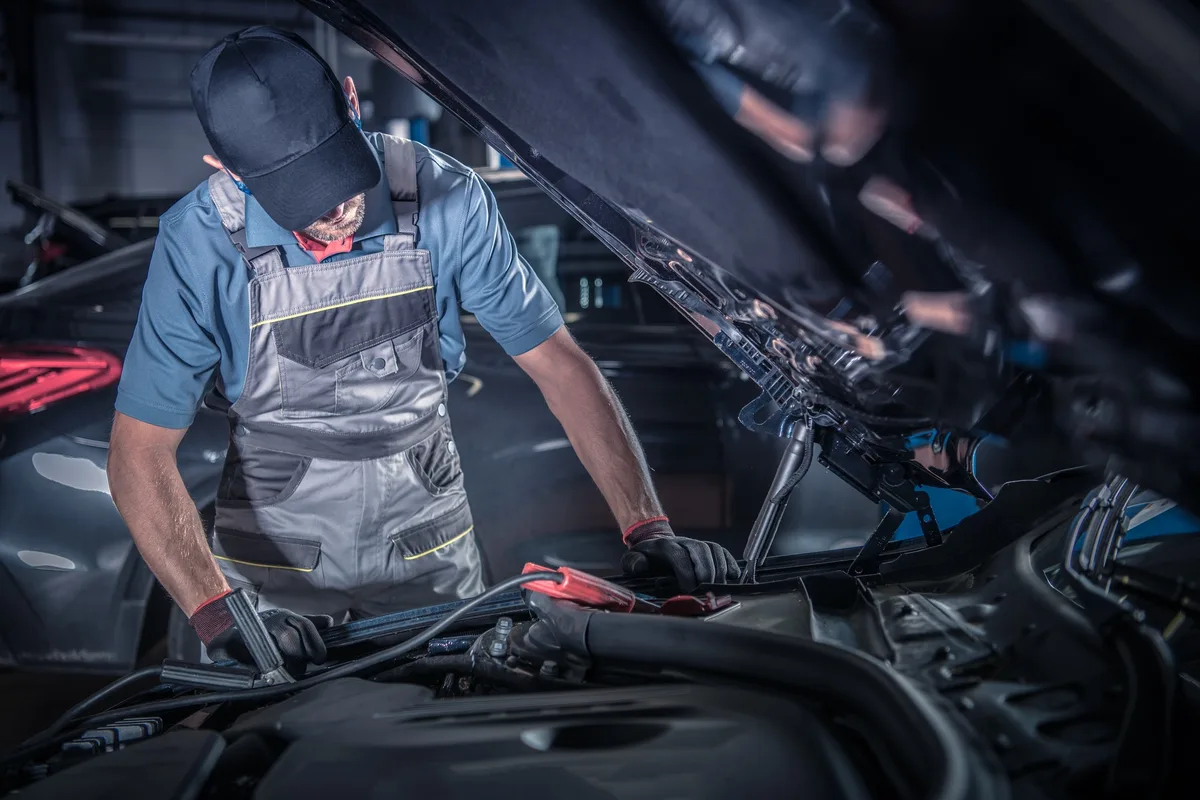 Mechanic working on a vehicle
